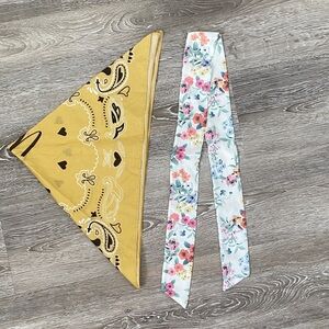 Yellow Paisley Bandana and Floral Scarf Set